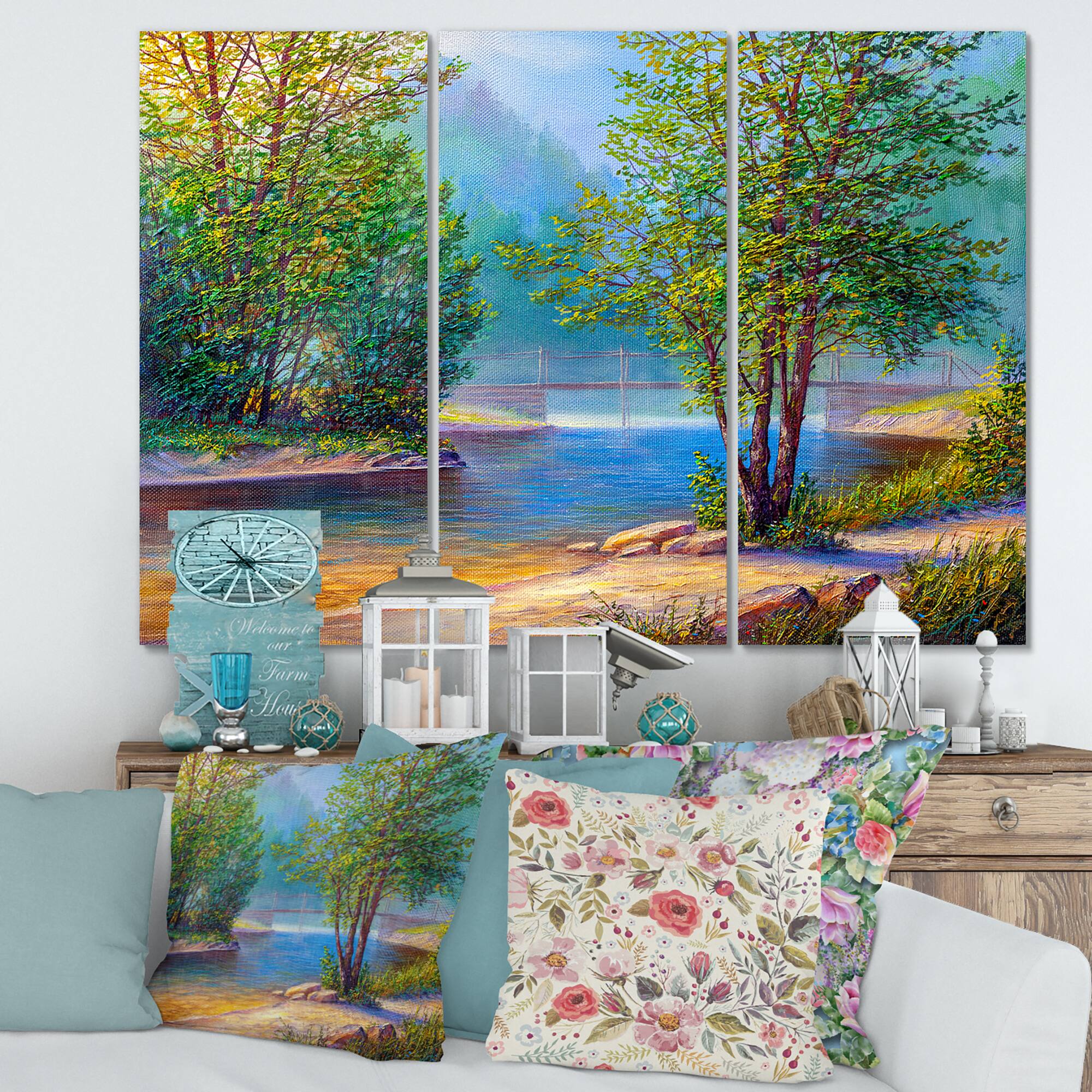 Designart - Green Trees By The Riverside